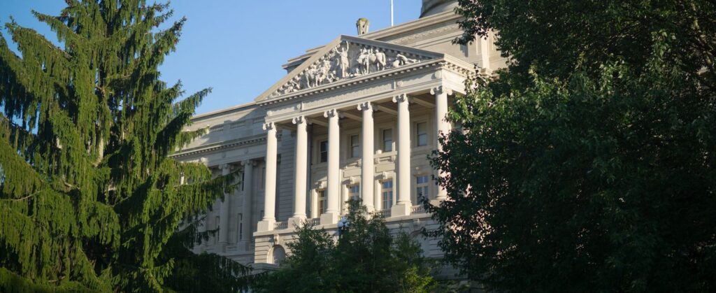 Kentucky's capitol building from a slight angled view.